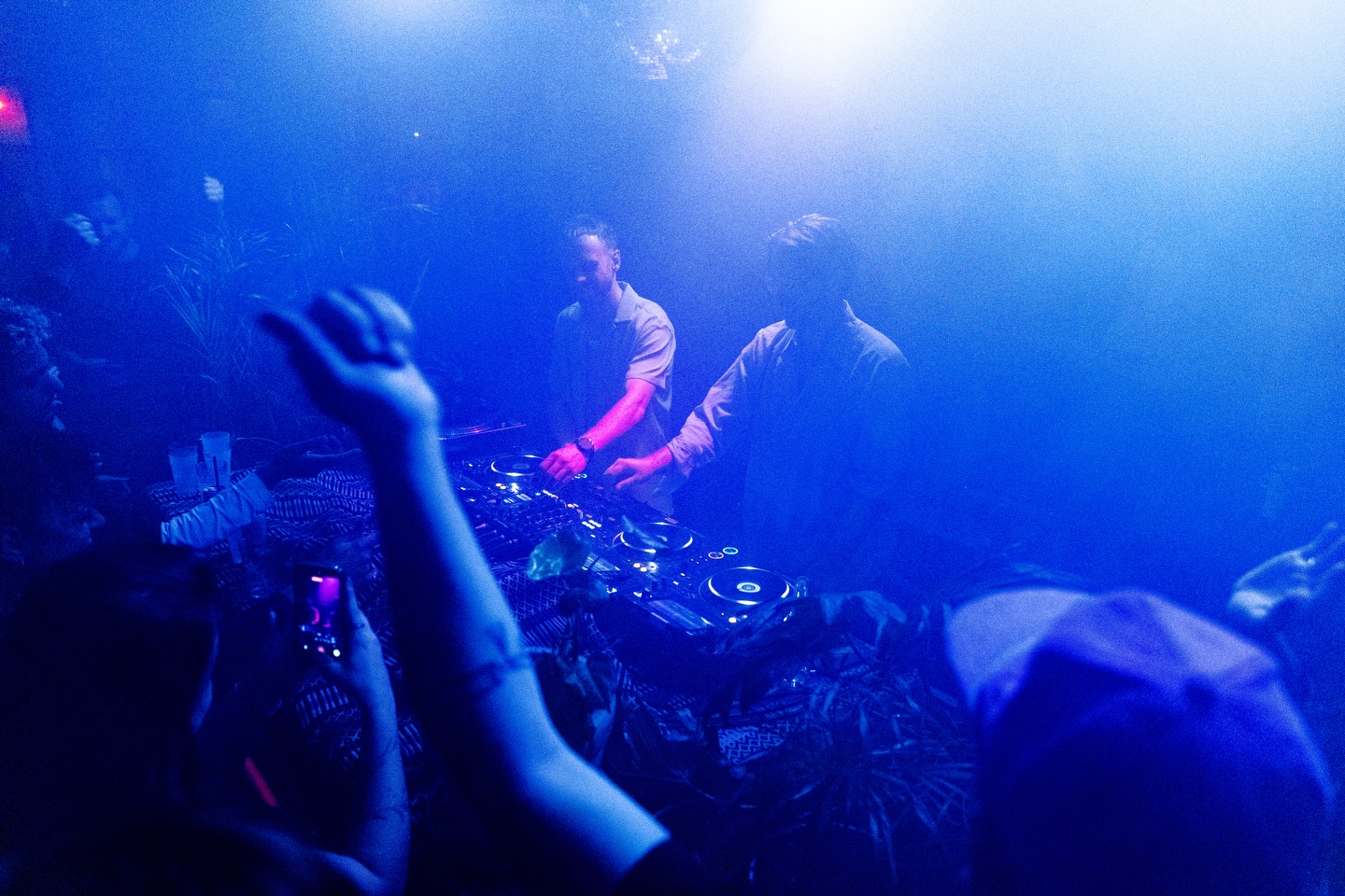 Sentinel Island Disco DJing in a packed, blue-lit club