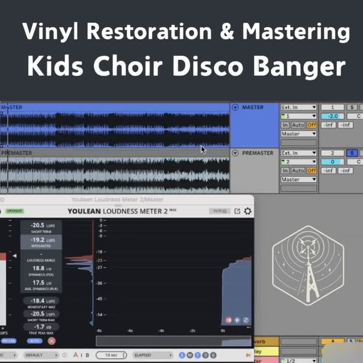 Screen recording: vinyl restoration and mastering of a kids choir disco banger