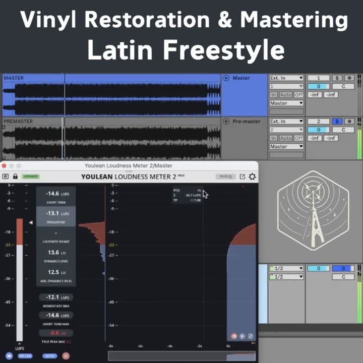 Screen recording: vinyl restoration and mastering of a Latin freestyle track